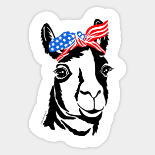 Llama Bandana American Flag Funny Patriotic USA Animal Sticker